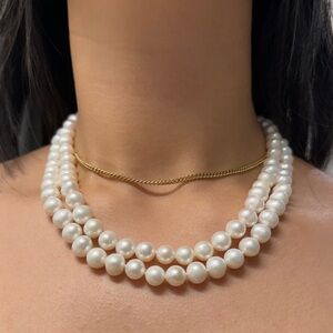 Double Stranded Pearl Necklace with Accent Clasp